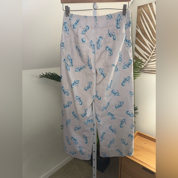 MAEVE by ANTHROPOLOGIE The Colette Lobster Print Cropped Wide Leg Pants in Ivory - Picture 5 of 6